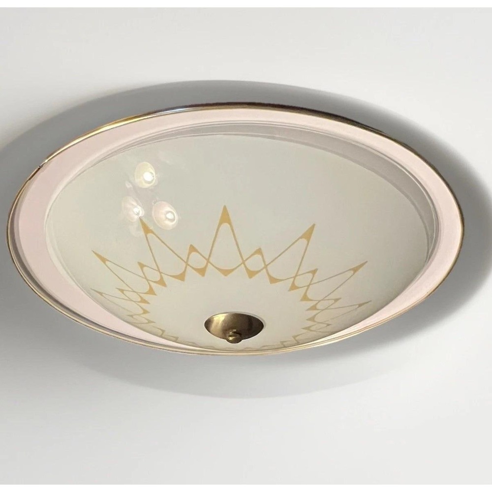 Vintage MCM Atomic Starburst Ceiling Light Thomas Industries UFO Saucer 16"